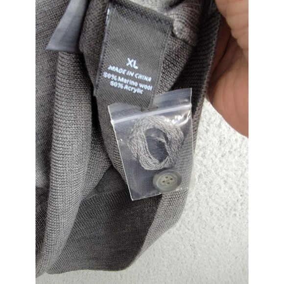 Marc Anthony Mens Sweater XL Merino Wool Blend Gray Light Button Patch Pockets - Picture 8 of 13